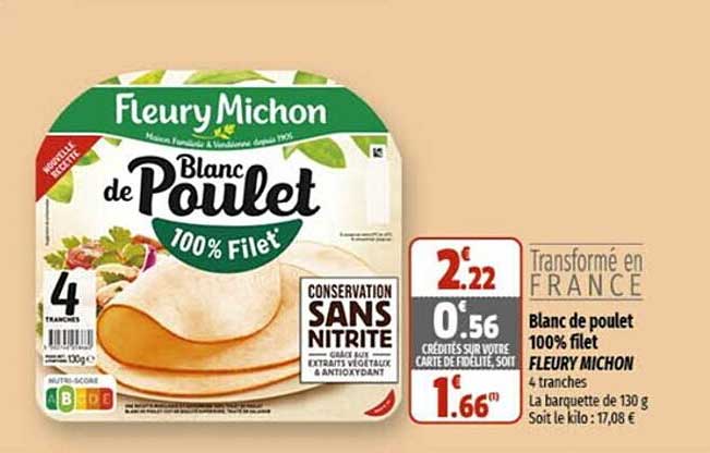 blanc de poulet 100% filet fleury michon