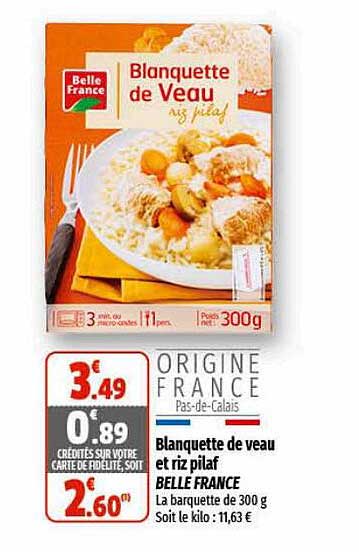 blanquette de veau et riz pilaf belle france