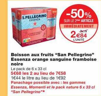 boisson aux fruits "san pellegrino" essenza orange sanguine framboise noire