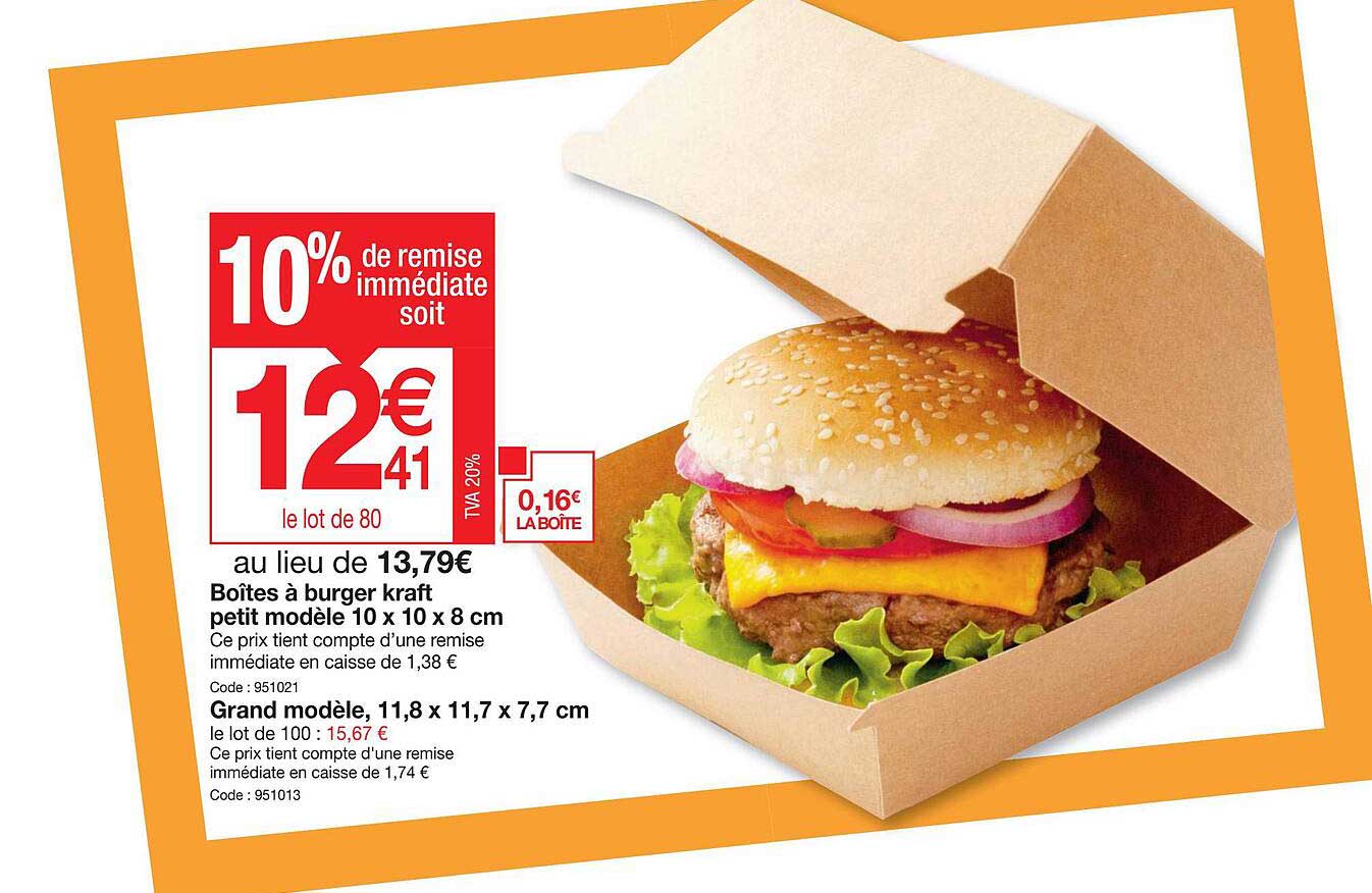 Boîtes à Burger Kraft Petit Modèle 10 X 10 X 8 Cm, Grand Modèle, 11,8 X 11,7 X 7,7 Cm