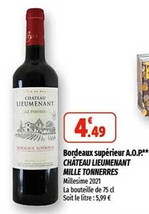 bordeaux supérieur a.o.p. château lieumenant mille tonnerres
