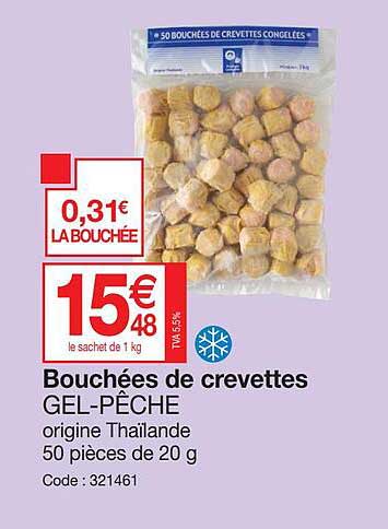 bouchées de crevettes gel-pêche