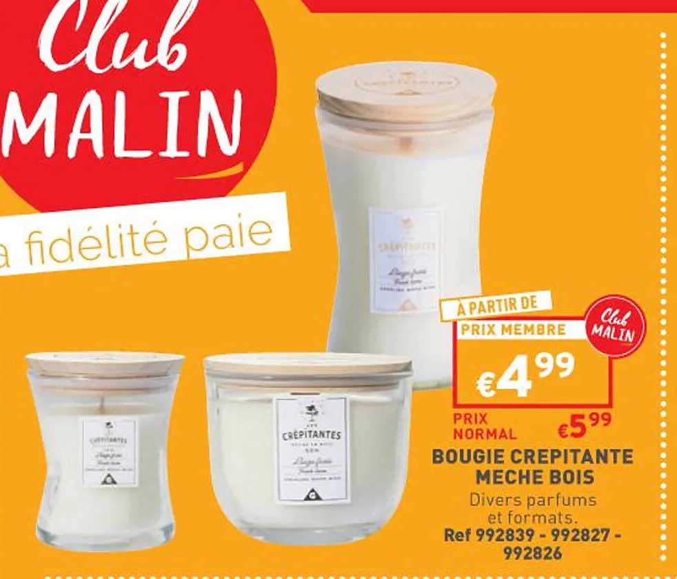 bougie crépitante mèche bois