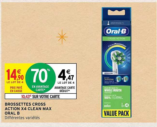 brossettes cross action x4 clean max oral b