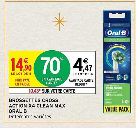 Brossettes Cross Action X4 Clean Max Oral B