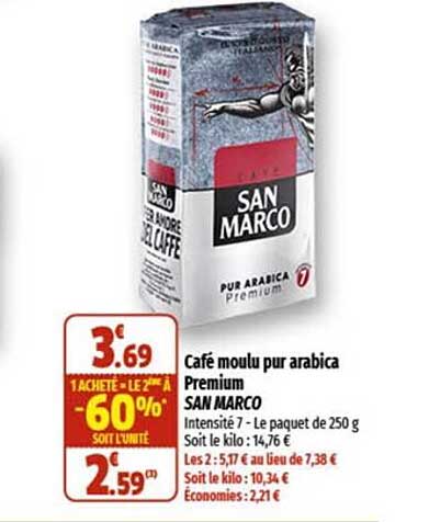 café moulu pur arabica premium san marco