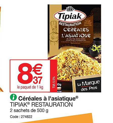 céréales à l'asiatique tipiak restauration