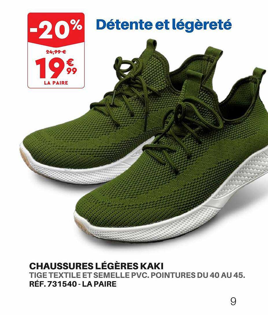 chaussures légères kaki