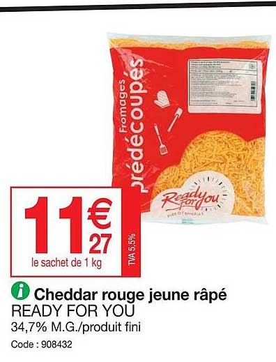 cheddar rouge jeune râpé ready for you