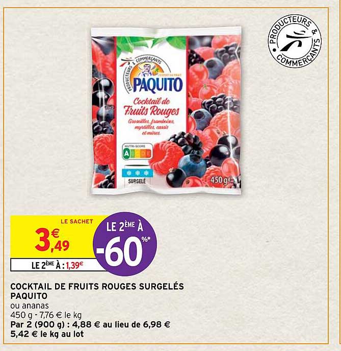 Cocktail De Fruits Rouges Surgelés Paquito