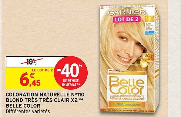 coloration naturelle n°110 blond très très clair x2 belle color