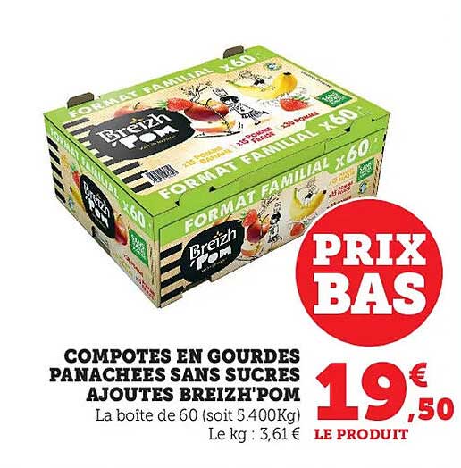 Compotes En Gourdes Panachées Sans Sucres Ajoutés Breizh'pom