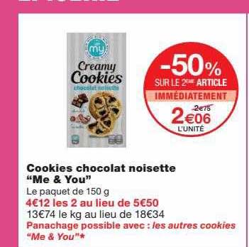 cookies chocolat noisette "me & you"