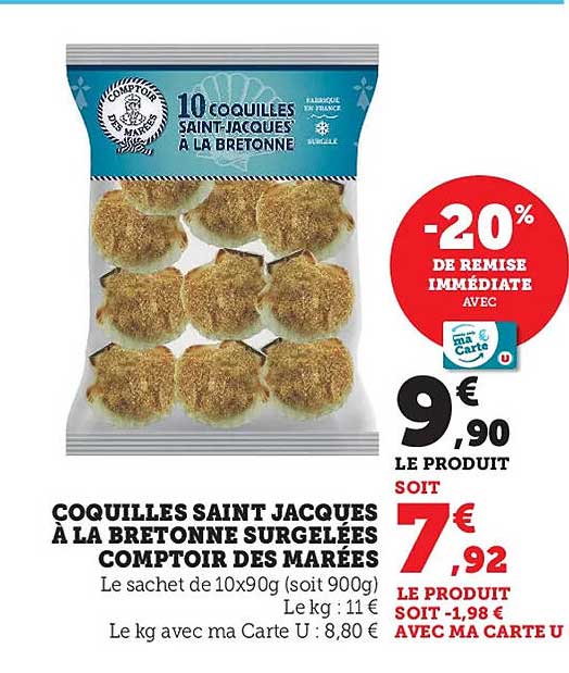 coquilles saint jacques à la bretonne surgelées comptoir des marées