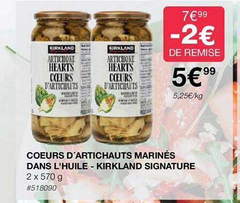 cœurs d'artichauts marinés dans l'huile - kirkland signature