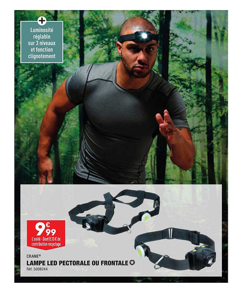crane lampe led pectorale ou frontale