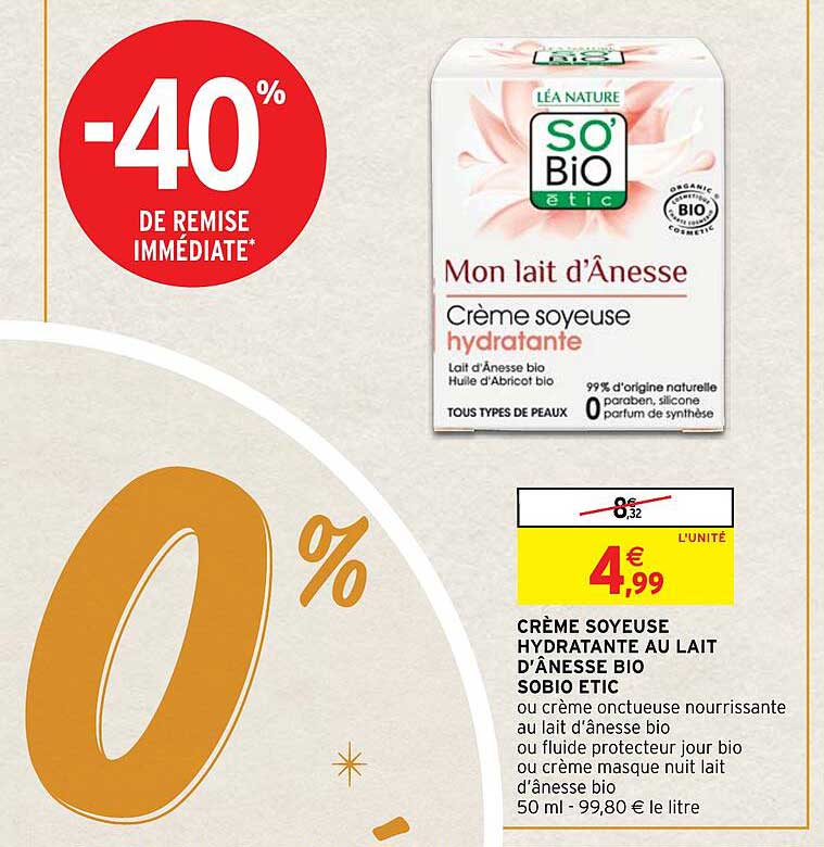 crème soyeuse hydratante au lait d'ânesse bio sobio étic