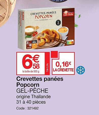 crevettes panées popcorn gel-pêche