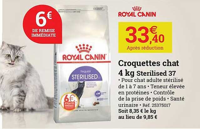 croquettes chat 4kg sterilised 37 royal canin