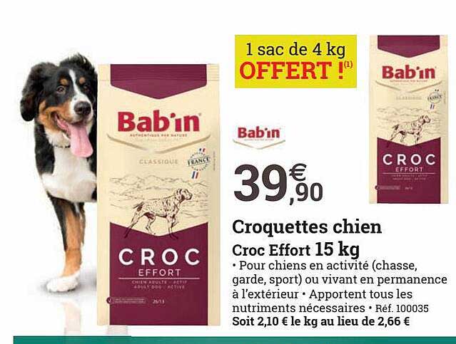 croquettes chien croc effort 15 kg babin