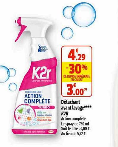 détachant avant lavage k2r