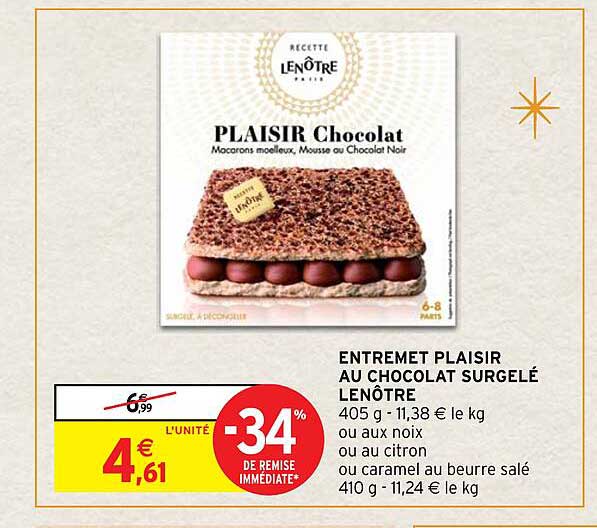 entremet plaisir au chocolat surgelé lenôtre
