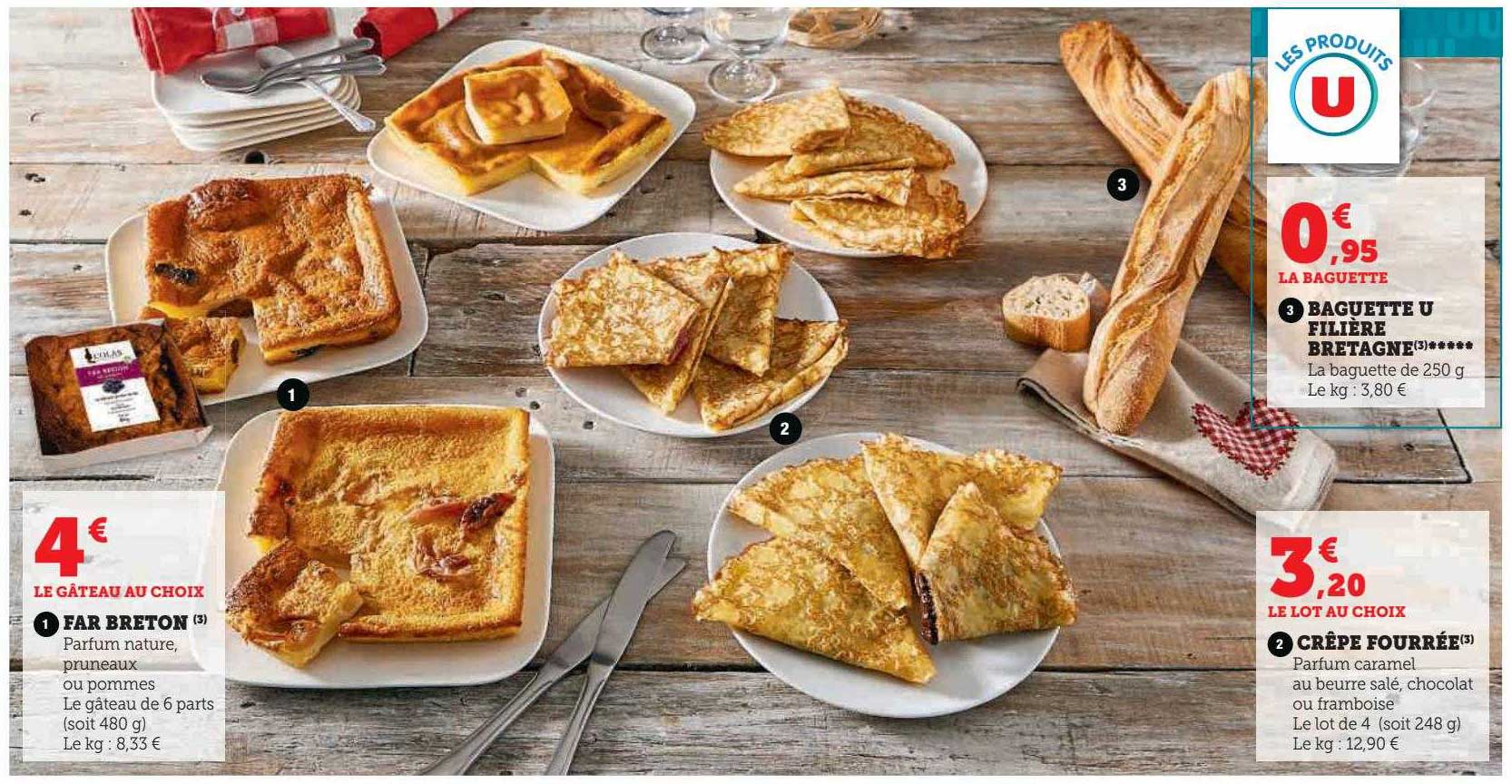 far breton, crêpe fourrée our baguette u filière bretagne