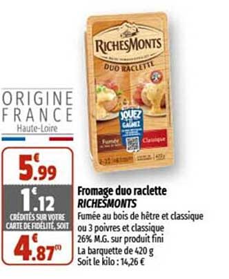 fromage duo raclette riches monts