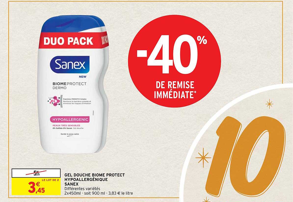 gel douche biome protect hypoallergénique sanex