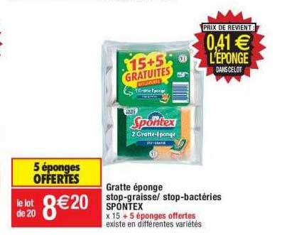 gratte éponge stop-graisse- stop-bactéries spontex