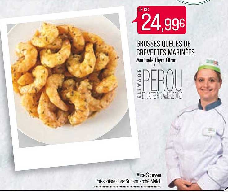 grosses queues de crevettes marinées