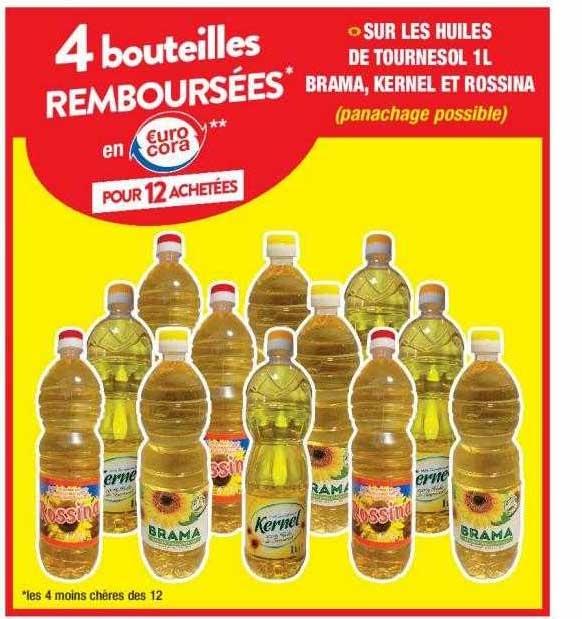 huiles de tournesol 1 l brama, kernel et rossina