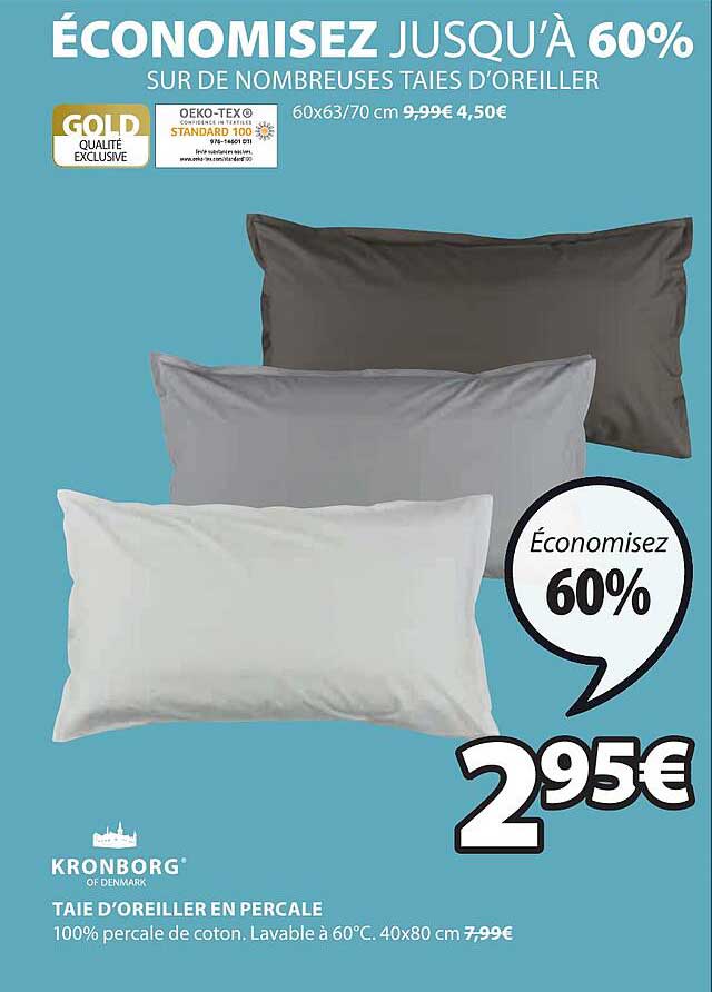 kronborg taie d'oreiller en percale