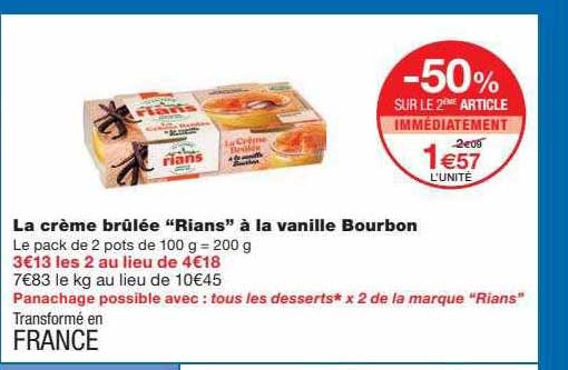 la crème brûlée "rians" à la vanille bourbon