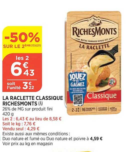 la raclette classique riches monts