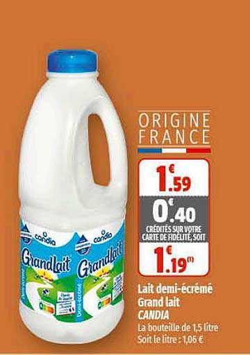 lait demi-écrémé grand lait candia