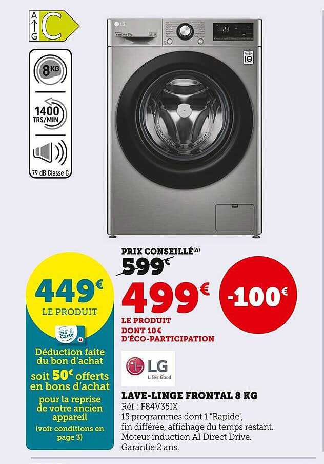 lave-linge frontal 8 kg lg