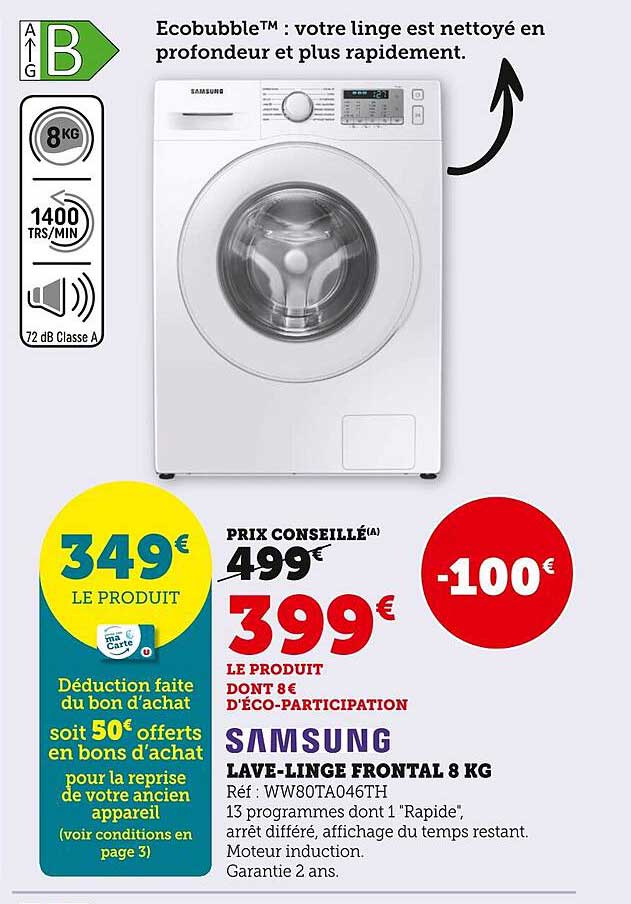lave-linge frontal 8 kg samsung