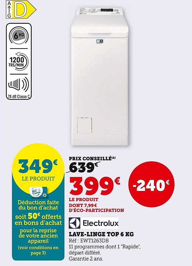 lave-linge top 6 kg electrolux