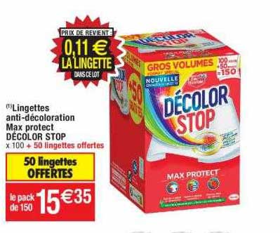 lingettes anti-décoloration max protect décolor stop