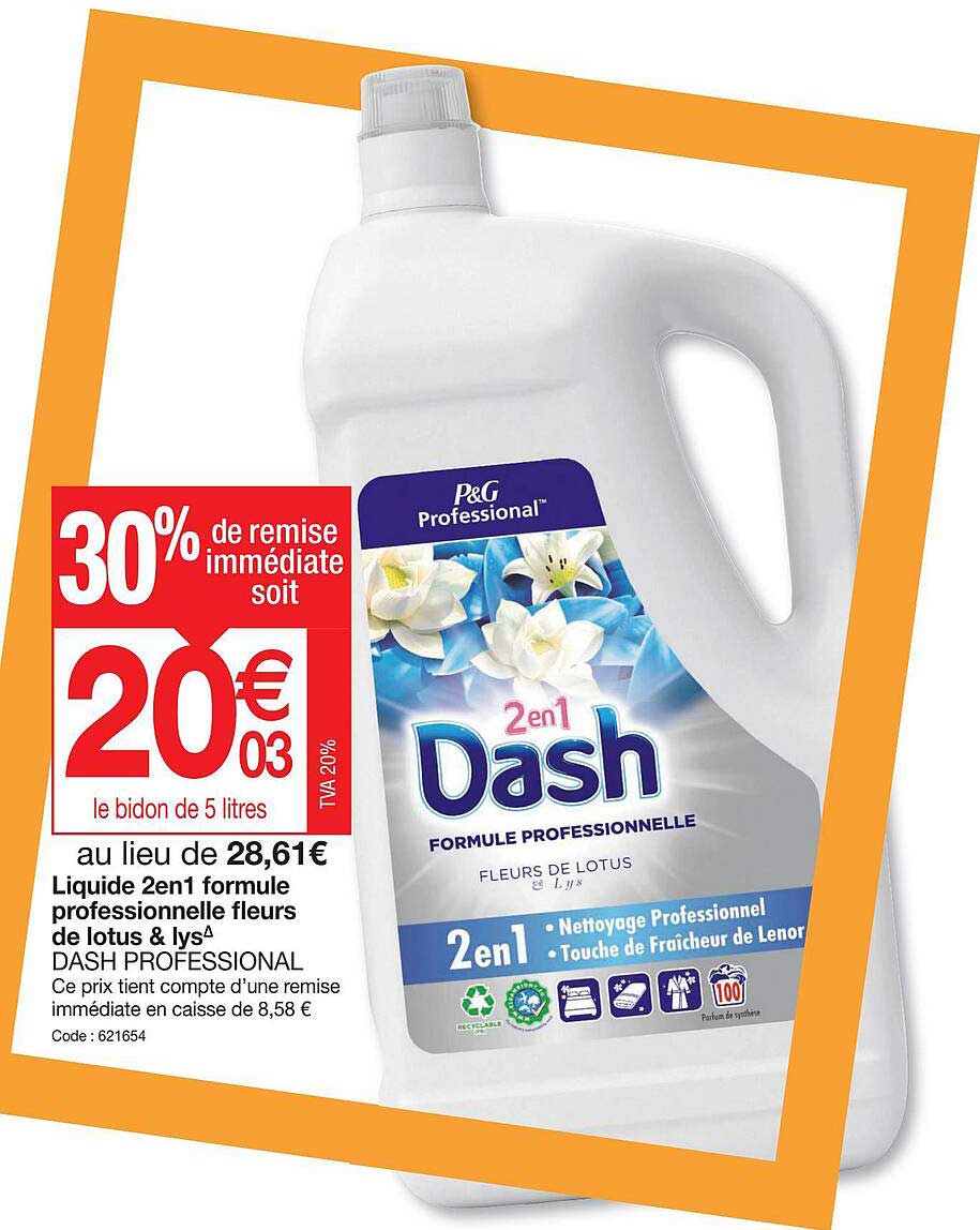 liquide 2 en 1 formule professionnelle fleurs de lotus & lys dash professional