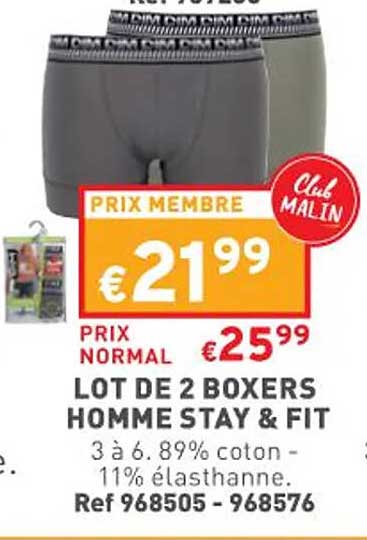 lot de 2 boxers homme stay & fit