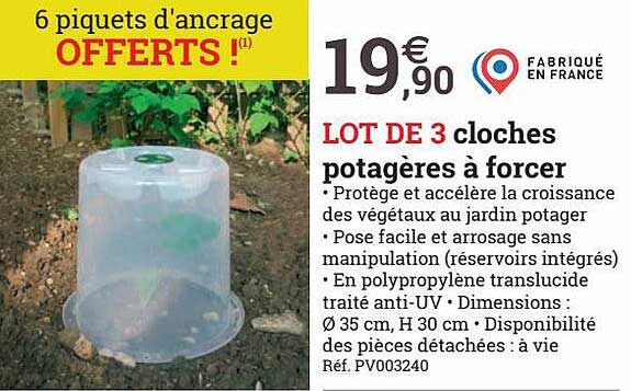 lot de 3 cloches potagères à forcer
