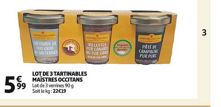 lot de 3 tartinables maïstres occitans