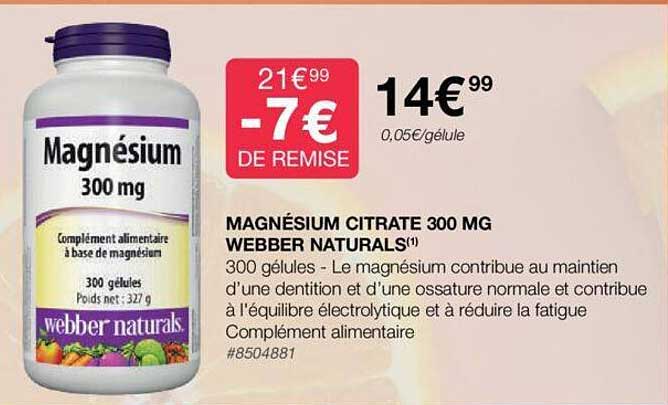 magnésium citrate 300 mg webber naturals