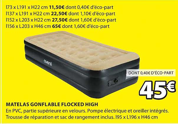 matelas gonglable flocked high