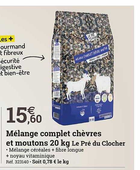 mélange complet chèvres et moutons 20kg le pré du clocher