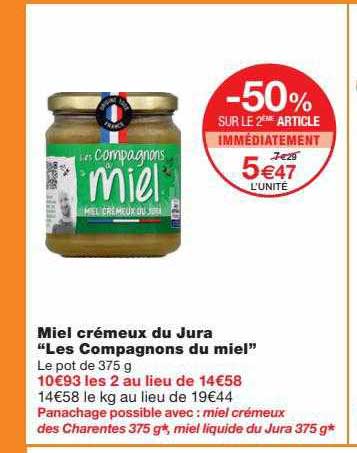 miel crémeux du jura "les compagnons du miel"