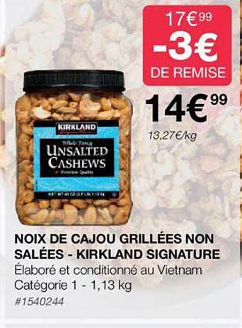 Noix De Cajou Grillées Non Salées - Kirkland Signature