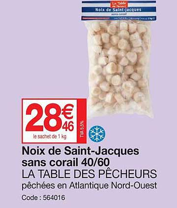 noix de saint-jacques sans corail 40-60 la table des pêcheurs